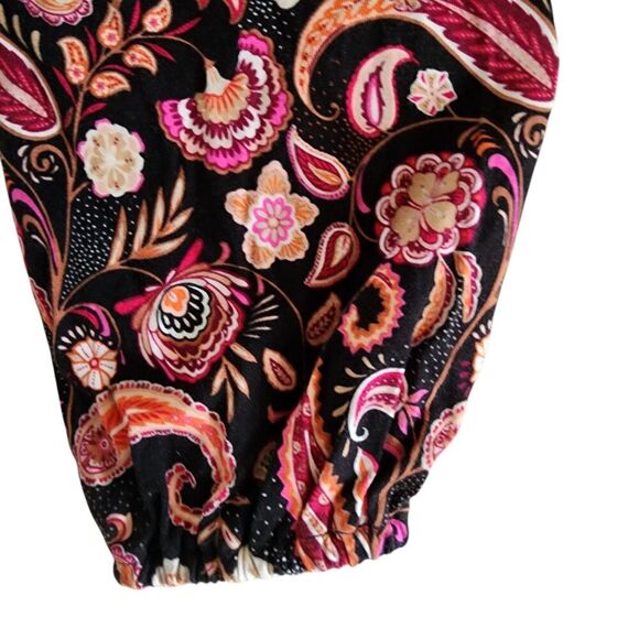 Loft Midi Dress Women Sz L Multicolor Paisley Tiered Tie Neck Long Sleeve Rayon - Picture 8 of 11